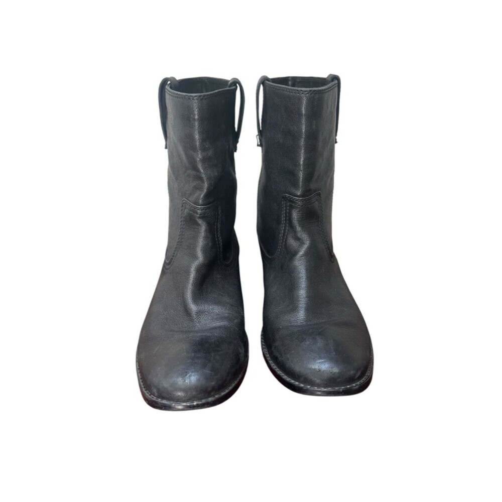 Frye Anna Shortie Black Leather Ankle Boots US 9 Moto Boho Western Cowgirl - Picture 7 of 10